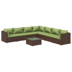vidaXL Set sofás de jardín 8 piezas y cojines ratán sintético marrón