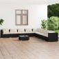 vidaXL Set muebles de jardín 10 pzas y cojines ratán sintético negro vidaXL Set muebles de jardín 10 pzas y cojines ratán sintético negro