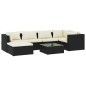 vidaXL Set de muebles de jardín 7 pzas y cojines ratán sintético negro vidaXL Set de muebles de jardín 7 pzas y cojines ratán sintético negro