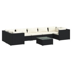 vidaXL Juego muebles de jardín 8 pzas y cojines ratán sintético negro