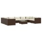 vidaXL Set muebles de jardín 10 pzas y cojines ratán sintético marrón vidaXL Set muebles de jardín 10 pzas y cojines ratán sintético marrón