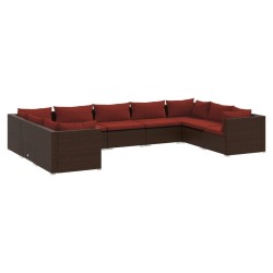 vidaXL Set muebles de jardín 9 piezas y cojines ratán sintético marrón