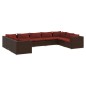 vidaXL Set muebles de jardín 9 piezas y cojines ratán sintético marrón vidaXL Set muebles de jardín 9 piezas y cojines ratán sintético marrón