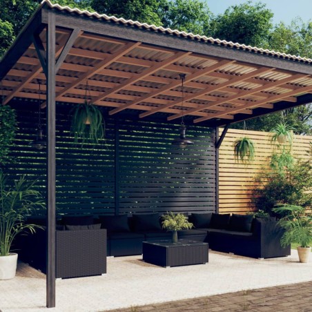 vidaXL Set de muebles de jardín 11 pzas cojines ratán sintético negro