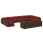 vidaXL Set muebles de jardín 13 piezas cojines ratán sintético marrón vidaXL Set muebles de jardín 13 piezas cojines ratán sintético marrón