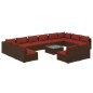 vidaXL Set muebles de jardín 13 piezas cojines ratán sintético marrón vidaXL Set muebles de jardín 13 piezas cojines ratán sintético marrón
