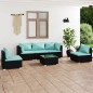 vidaXL Set de muebles de jardín 6 pzas y cojines ratán sintético negro vidaXL Set de muebles de jardín 6 pzas y cojines ratán sintético negro