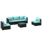 vidaXL Set de muebles de jardín 6 pzas y cojines ratán sintético negro vidaXL Set de muebles de jardín 6 pzas y cojines ratán sintético negro