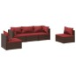 vidaXL Set muebles de jardín 5 piezas y cojines ratán sintético marrón