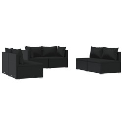 vidaXL Set de muebles de jardín 6 pzas y cojines ratán sintético negro