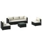 vidaXL Set de muebles de jardín 6 pzas y cojines ratán sintético negro