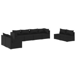 vidaXL Set de muebles de jardín 8 pzas y cojines ratán sintético negro
