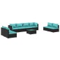 vidaXL Set de muebles de jardín 9 pzas y cojines ratán sintético negro vidaXL Set de muebles de jardín 9 pzas y cojines ratán sintético negro