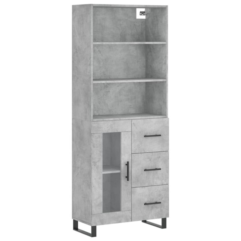 vidaXL Aparador alto madera contrachapada gris hormigón 69,5x34x180 cm vidaXL Aparador alto madera contrachapada gris hormigón 69,5x34x180 cm