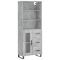 vidaXL Aparador alto madera contrachapada gris hormigón 69,5x34x180 cm vidaXL Aparador alto madera contrachapada gris hormigón 69,5x34x180 cm