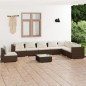 vidaXL Set muebles de jardín 9 pzas y cojines ratán sintético marrón vidaXL Set muebles de jardín 9 pzas y cojines ratán sintético marrón