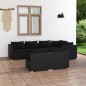 vidaXL Set de muebles de jardín 7 pzas y cojines ratán sintético negro vidaXL Set de muebles de jardín 7 pzas y cojines ratán sintético negro