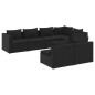 vidaXL Set de muebles de jardín 7 pzas y cojines ratán sintético negro vidaXL Set de muebles de jardín 7 pzas y cojines ratán sintético negro
