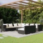 vidaXL Set de muebles de jardín 10 pzas cojines ratán sintético negro vidaXL Set de muebles de jardín 10 pzas cojines ratán sintético negro