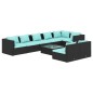 vidaXL Set de muebles de jardín 9 pzas y cojines ratán sintético negro vidaXL Set de muebles de jardín 9 pzas y cojines ratán sintético negro