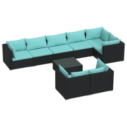 vidaXL Set de muebles de jardín 9 pzas y cojines ratán sintético negro