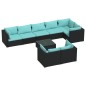 vidaXL Set de muebles de jardín 9 pzas y cojines ratán sintético negro vidaXL Set de muebles de jardín 9 pzas y cojines ratán sintético negro