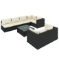 vidaXL Set de muebles de jardín 8 pzas y cojines ratán sintético negro vidaXL Set de muebles de jardín 8 pzas y cojines ratán sintético negro