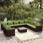 vidaXL Set de muebles de jardín 11 pzas cojines ratán sintético marrón vidaXL Set de muebles de jardín 11 pzas cojines ratán sintético marrón