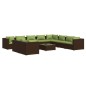 vidaXL Set de muebles de jardín 11 pzas cojines ratán sintético marrón vidaXL Set de muebles de jardín 11 pzas cojines ratán sintético marrón
