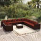 vidaXL Set muebles de jardín y cojines 12 pzas ratán sintético marrón vidaXL Set muebles de jardín y cojines 12 pzas ratán sintético marrón