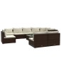 vidaXL Set muebles de jardín 10 pzas y cojines ratán sintético marrón vidaXL Set muebles de jardín 10 pzas y cojines ratán sintético marrón