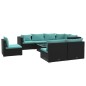vidaXL Set de muebles de jardín 9 pzas y cojines ratán sintético negro vidaXL Set de muebles de jardín 9 pzas y cojines ratán sintético negro