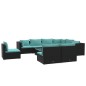 vidaXL Set de muebles de jardín 10 pzas cojines ratán sintético negro vidaXL Set de muebles de jardín 10 pzas cojines ratán sintético negro