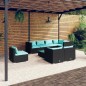 vidaXL Set de muebles de jardín 9 pzas y cojines ratán sintético negro vidaXL Set de muebles de jardín 9 pzas y cojines ratán sintético negro