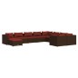 vidaXL Set muebles de jardín 10 pzas y cojines ratán sintético marrón