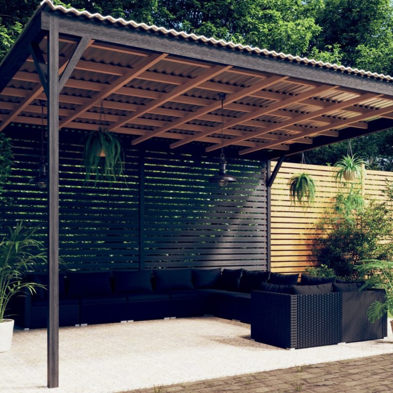 vidaXL Set de muebles de jardín 10 pzas cojines ratán sintético negro vidaXL Set de muebles de jardín 10 pzas cojines ratán sintético negro