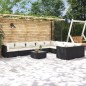 vidaXL Set de muebles de jardín 10 pzs y cojines ratán sintético negro vidaXL Set de muebles de jardín 10 pzs y cojines ratán sintético negro