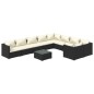 vidaXL Set de muebles de jardín 10 pzs y cojines ratán sintético negro vidaXL Set de muebles de jardín 10 pzs y cojines ratán sintético negro