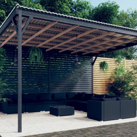 vidaXL Set de muebles de jardín 11 pzas cojines ratán sintético negro