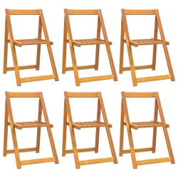 vidaXL Sillas de jardín plegables 6 uds madera maciza de acacia