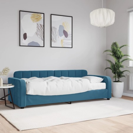 vidaXL Sofá cama con colchón terciopelo azul 80x200 cm