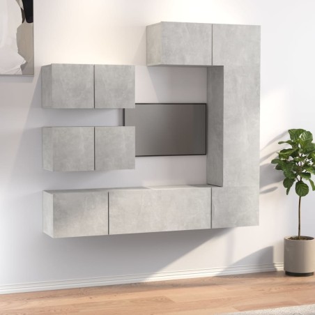 vidaXL Set de muebles de TV 6 pzas madera contrachapada gris hormigón