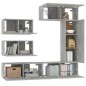 vidaXL Set de muebles de TV 6 pzas madera contrachapada gris hormigón