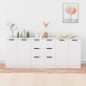 vidaXL Aparador de 3 piezas madera contrachapada blanco vidaXL Aparador de 3 piezas madera contrachapada blanco