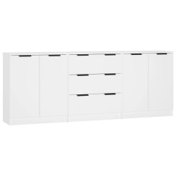 vidaXL Aparador de 3 piezas madera contrachapada blanco