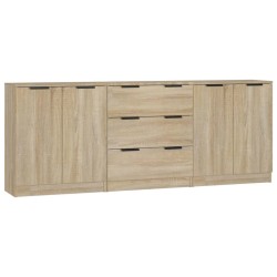 vidaXL Aparador de 3 piezas madera contrachapada color roble Sonoma