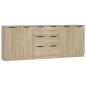 vidaXL Aparador de 3 piezas madera contrachapada color roble Sonoma vidaXL Aparador de 3 piezas madera contrachapada color roble Sonoma
