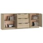 vidaXL Aparador de 3 piezas madera contrachapada color roble Sonoma vidaXL Aparador de 3 piezas madera contrachapada color roble Sonoma