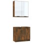vidaXL Set de muebles de baño 2 pzas madera ingeniería roble ahumado
