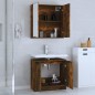 vidaXL Set de muebles de baño 2 pzas madera ingeniería roble ahumado
